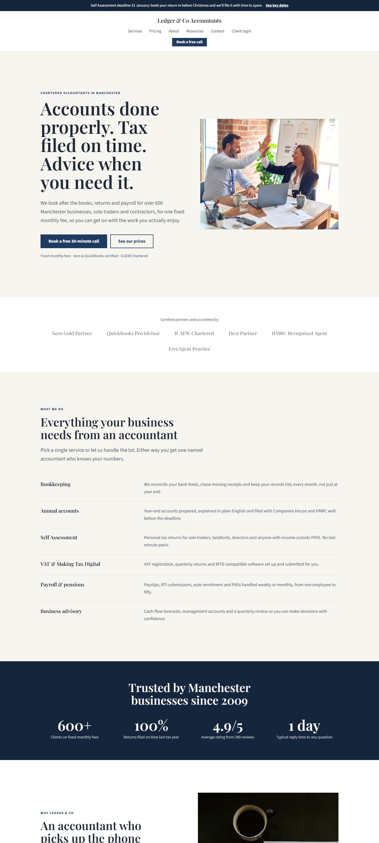 Ledger & Co Accountants, an example practice website