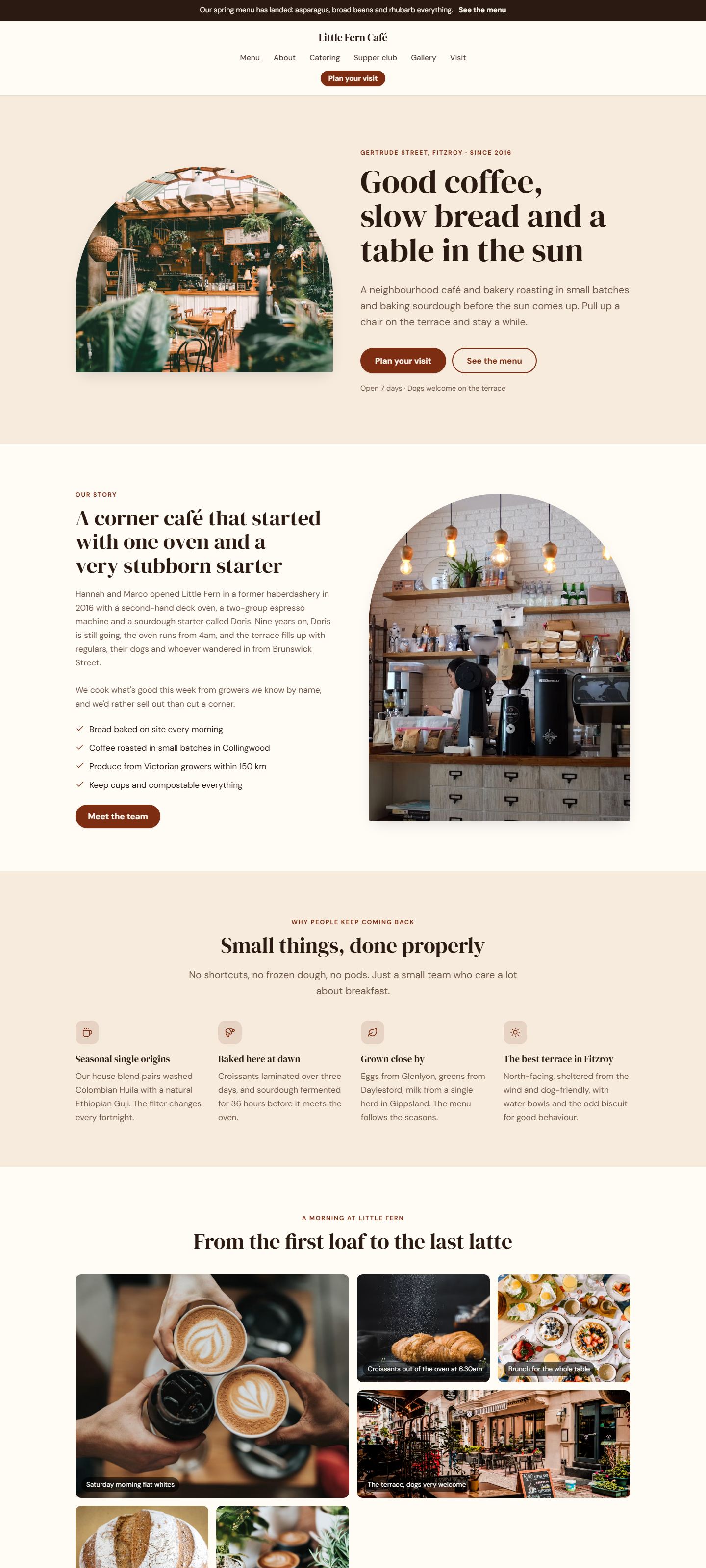 Little Fern Café, an example café website